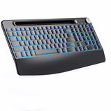 Rechargeable Wireless Backlit Keyboard with Phone Stand & Wrist Rest